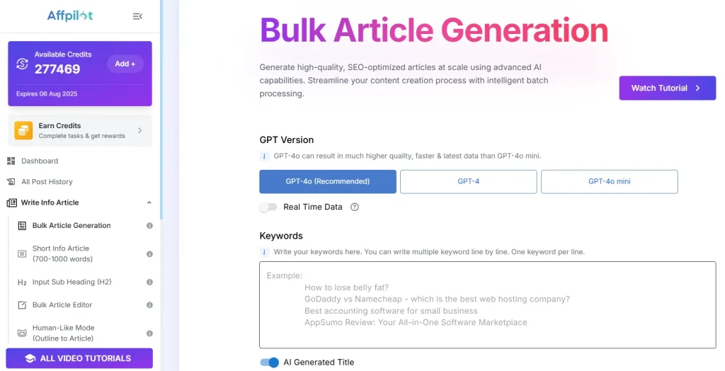 Bulk Content Generation