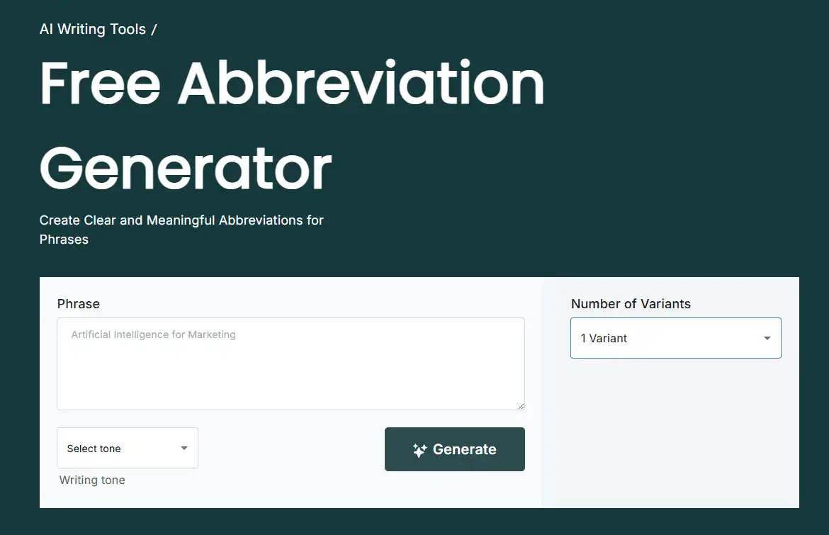 Abbreviation Generator from Words