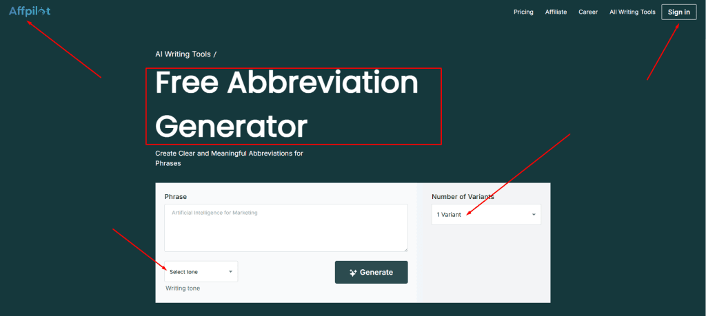 Abbreviation Generator from Words