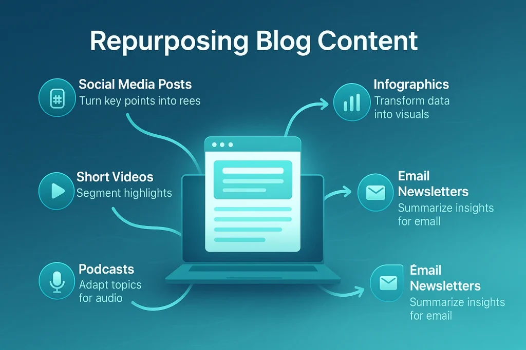 A single, well-researched blog post is a goldmine of content. Maximize its value by repurposing it into different formats.